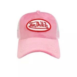 Von Dutch Pink Velvet Trucker Hat